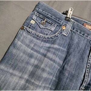 Big Star Jeans Mens 38x32 Eastman Loose Straight Flap Pocket Medium Blue Denim